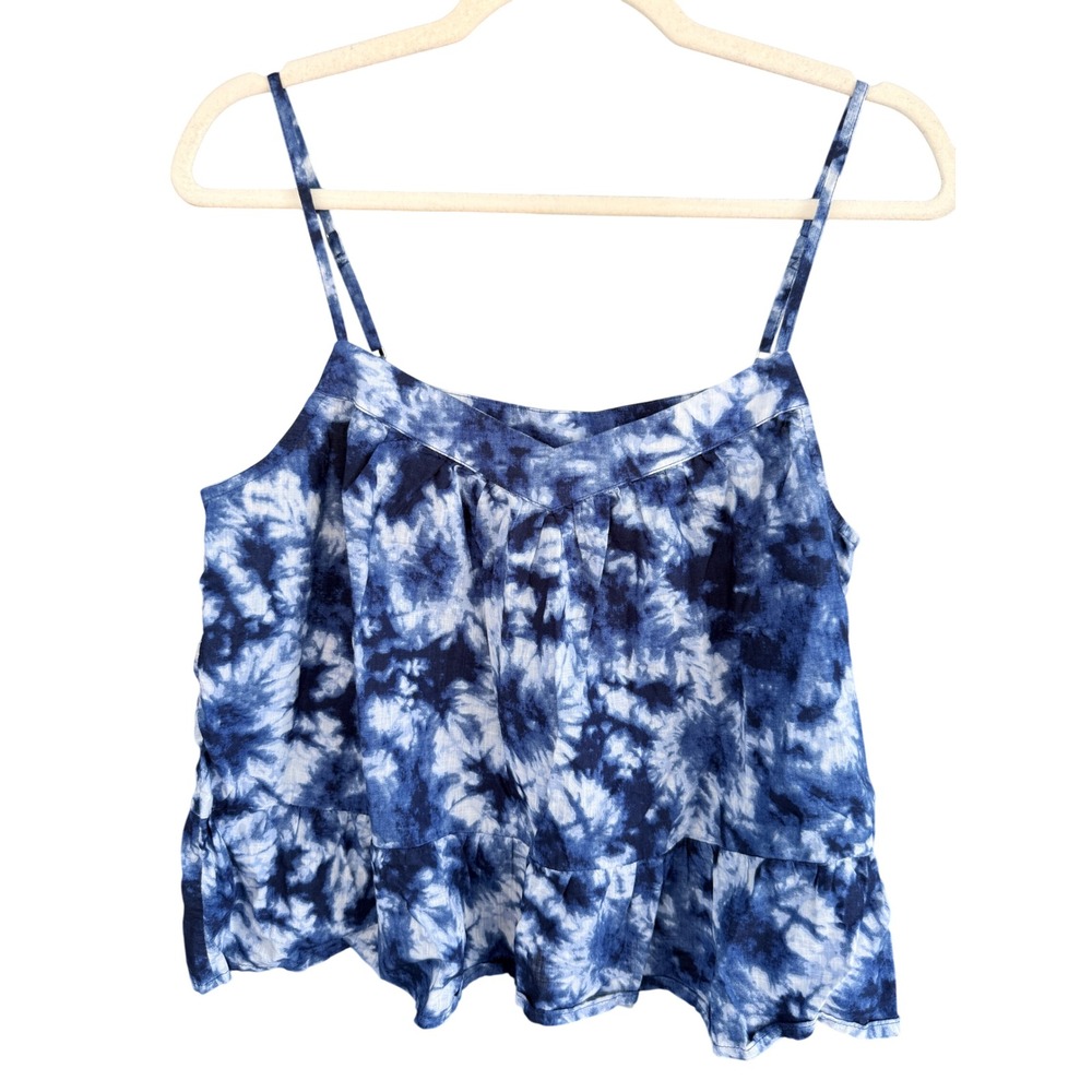 A4 GAP Blue Tie Dye Cami Top Adjustable Straps Sleeveless Peplum‎ Womens Small